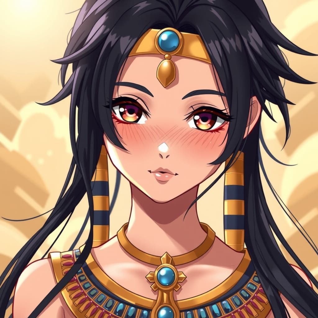 Beautiful Egyptian Anime Girl in Pharaohs' Era