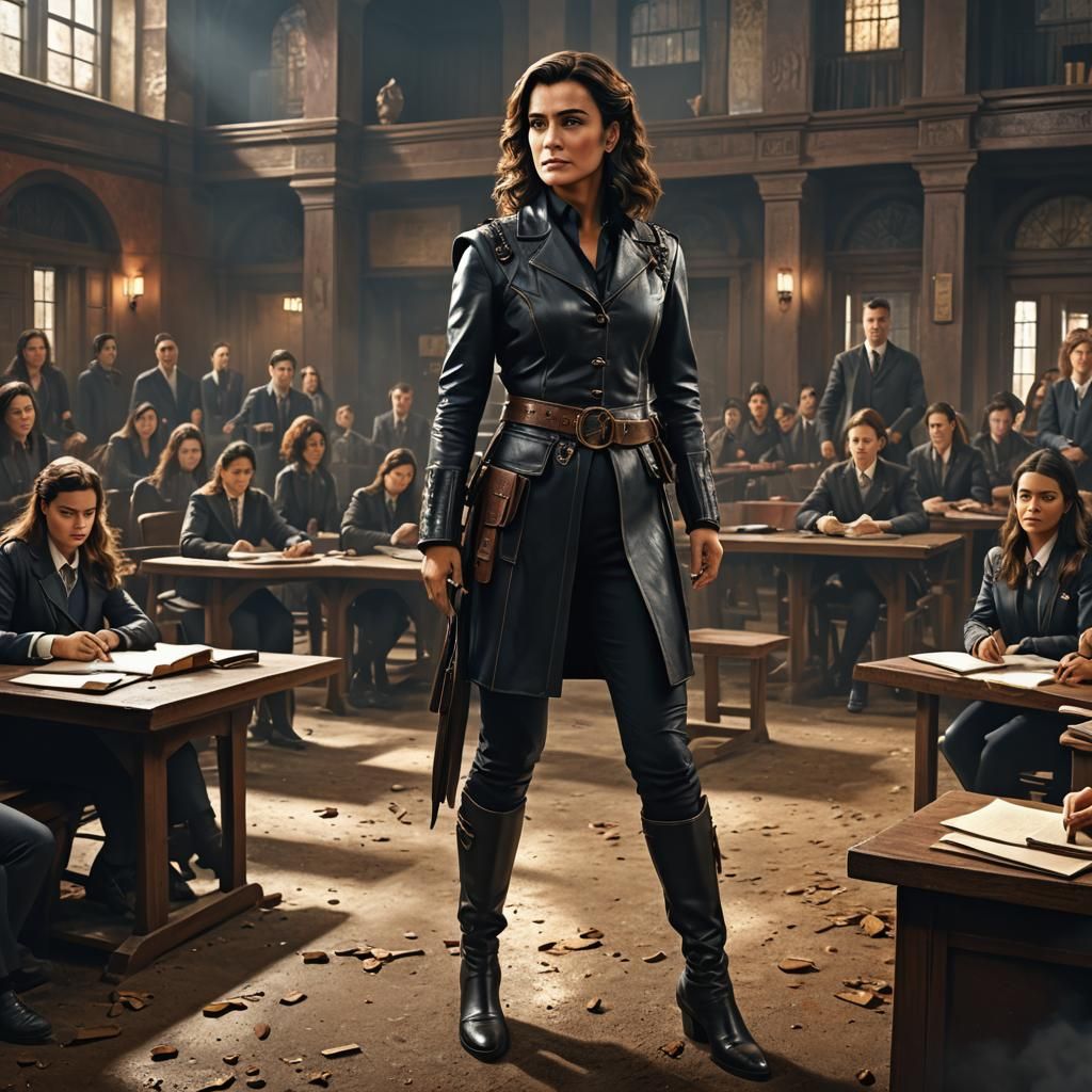 Cote de Pablo as Strict Teacher: Detailed Matte Painting