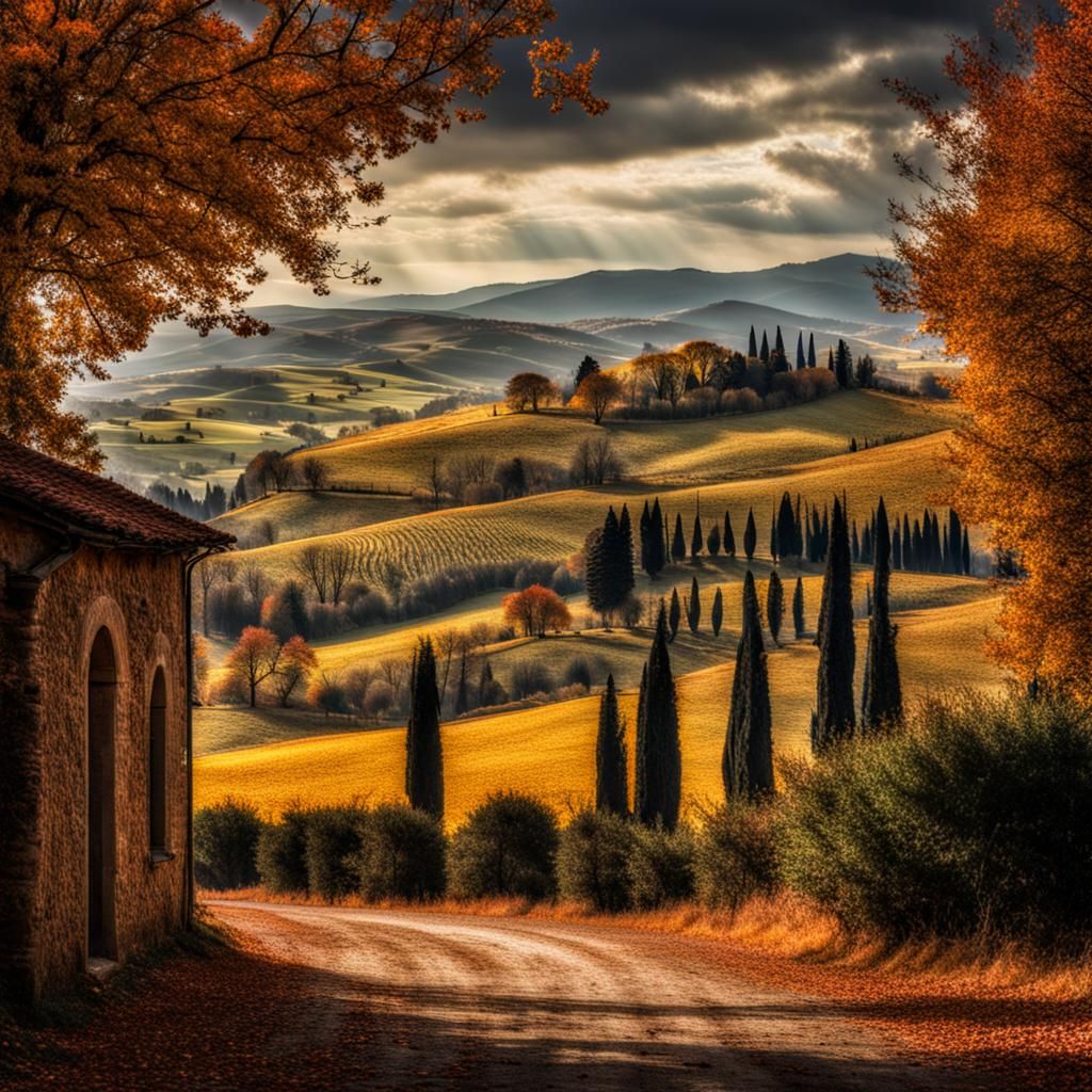 Autumn in Tuscany: Hyperrealistic Landscape Photography
