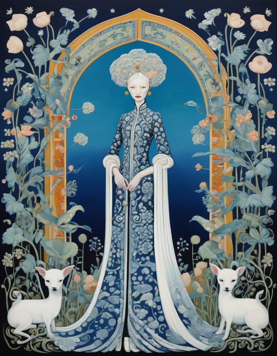 Ethereal Forest Scene in Art Nouveau Style