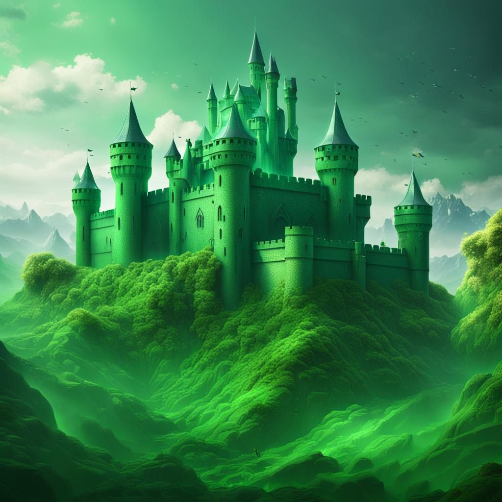 Fantastical Castle with Green Glass Walls
