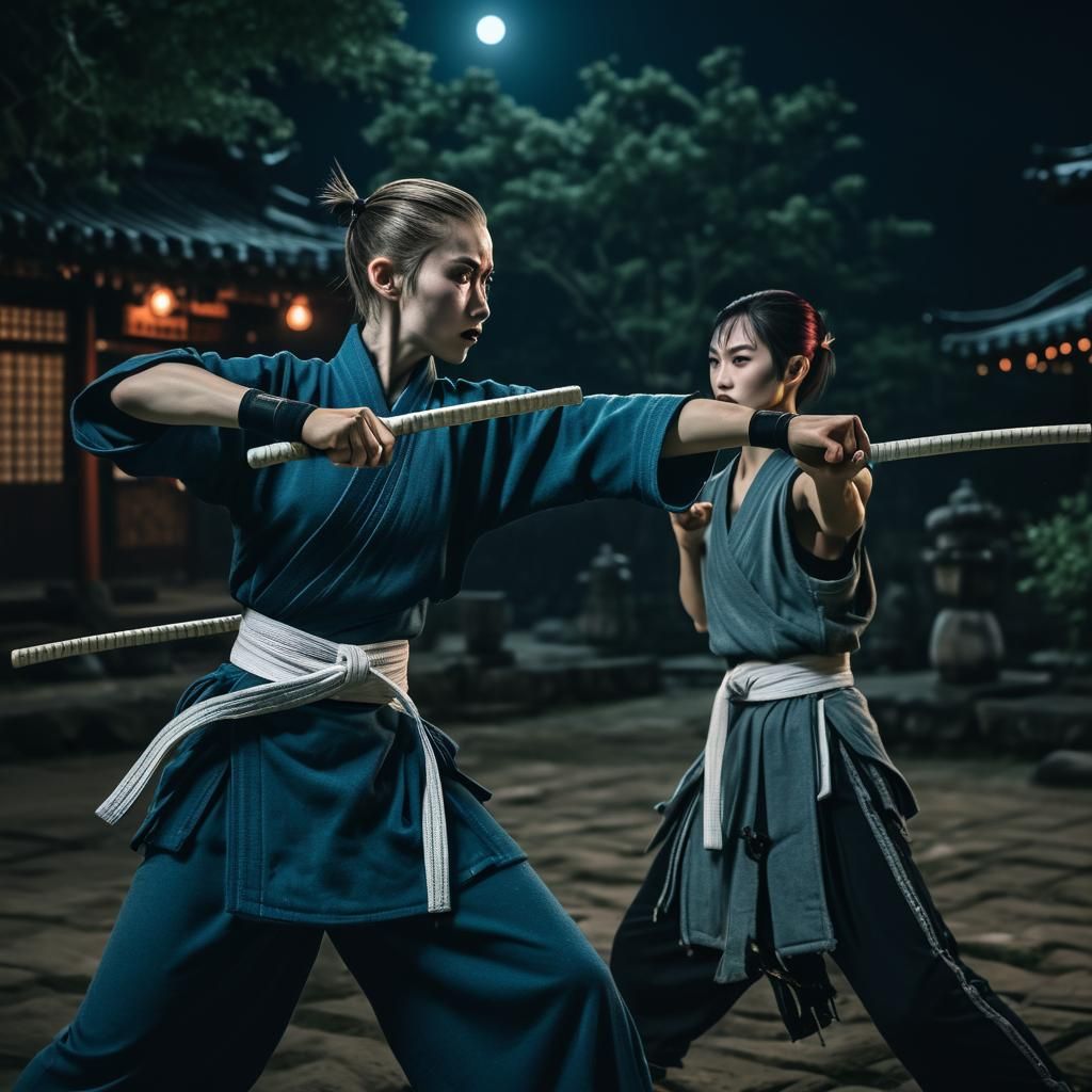 Spectral Elf Monk Training Under Moonlight