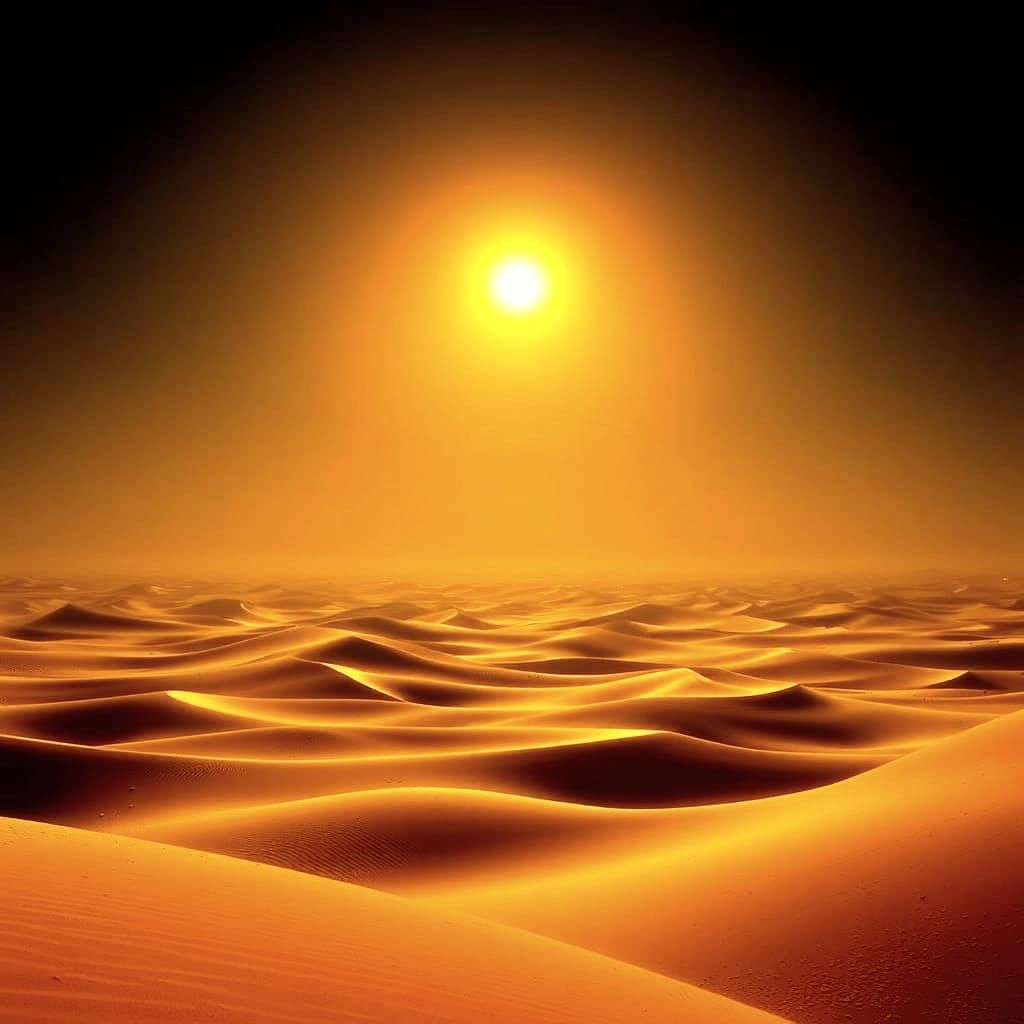 Vast Sun-Drenched Desert Oil Painting