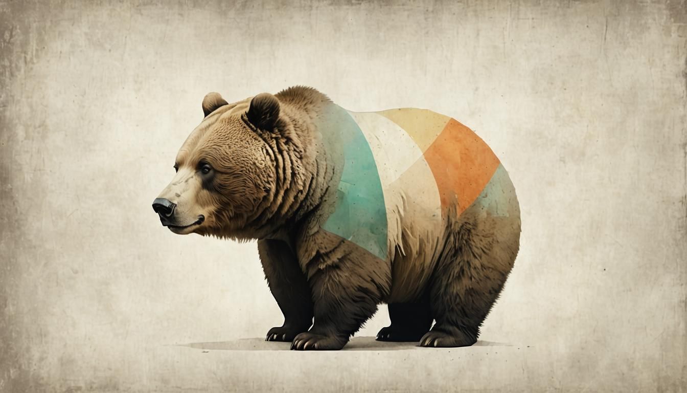 Cute Minimalist Obese Bear Clipart in Pastel Colors