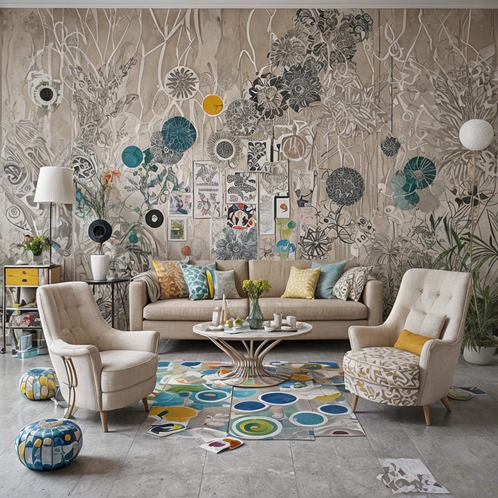 Dynamic Living Room with Graffiti Art Elements