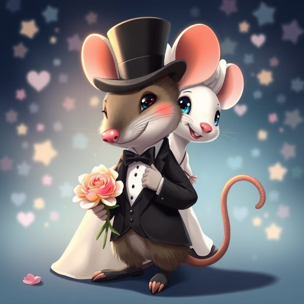 Anime Gentleman Mouse with Flowers and Shy Smile