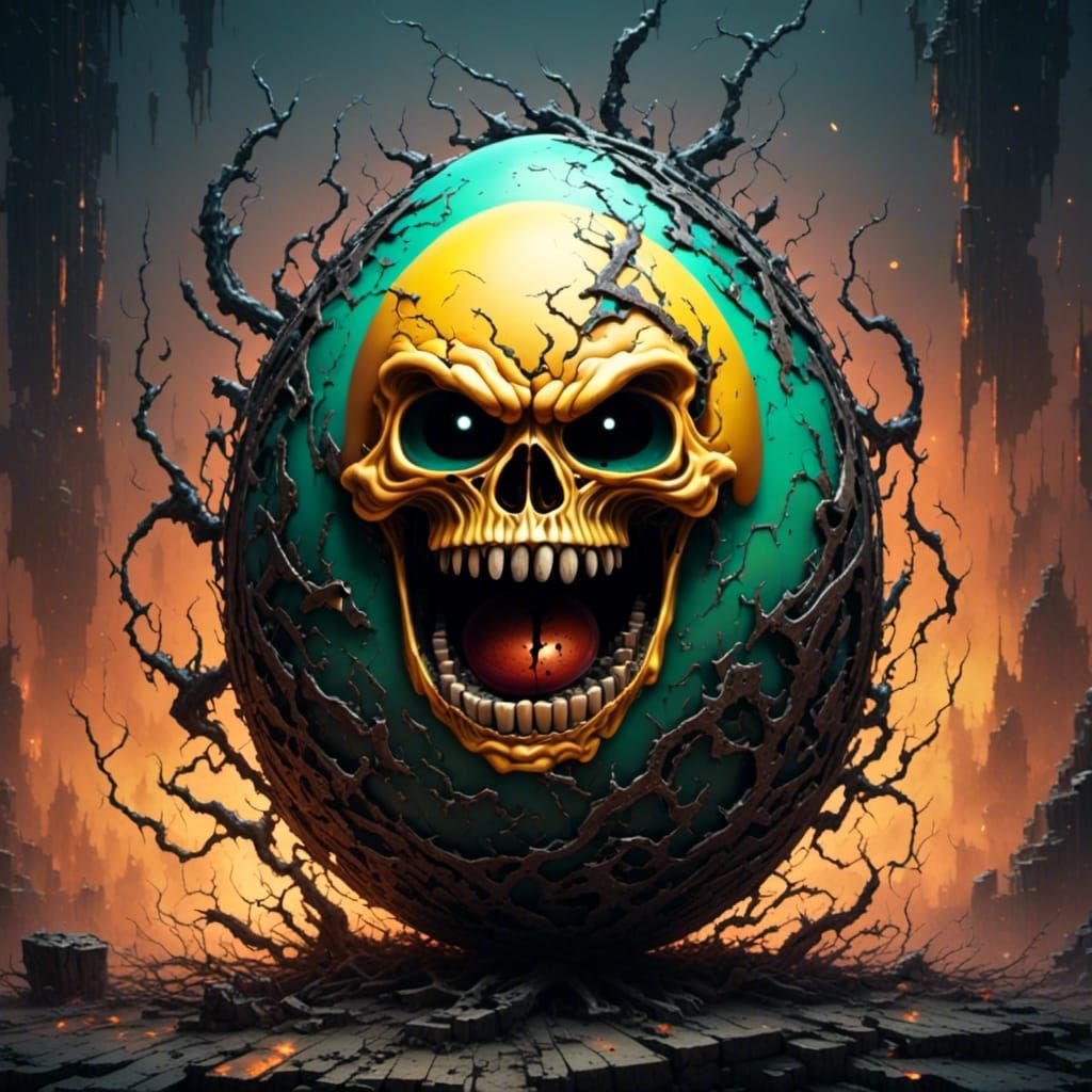 Angry Egg in Simon Bisley Comic Style