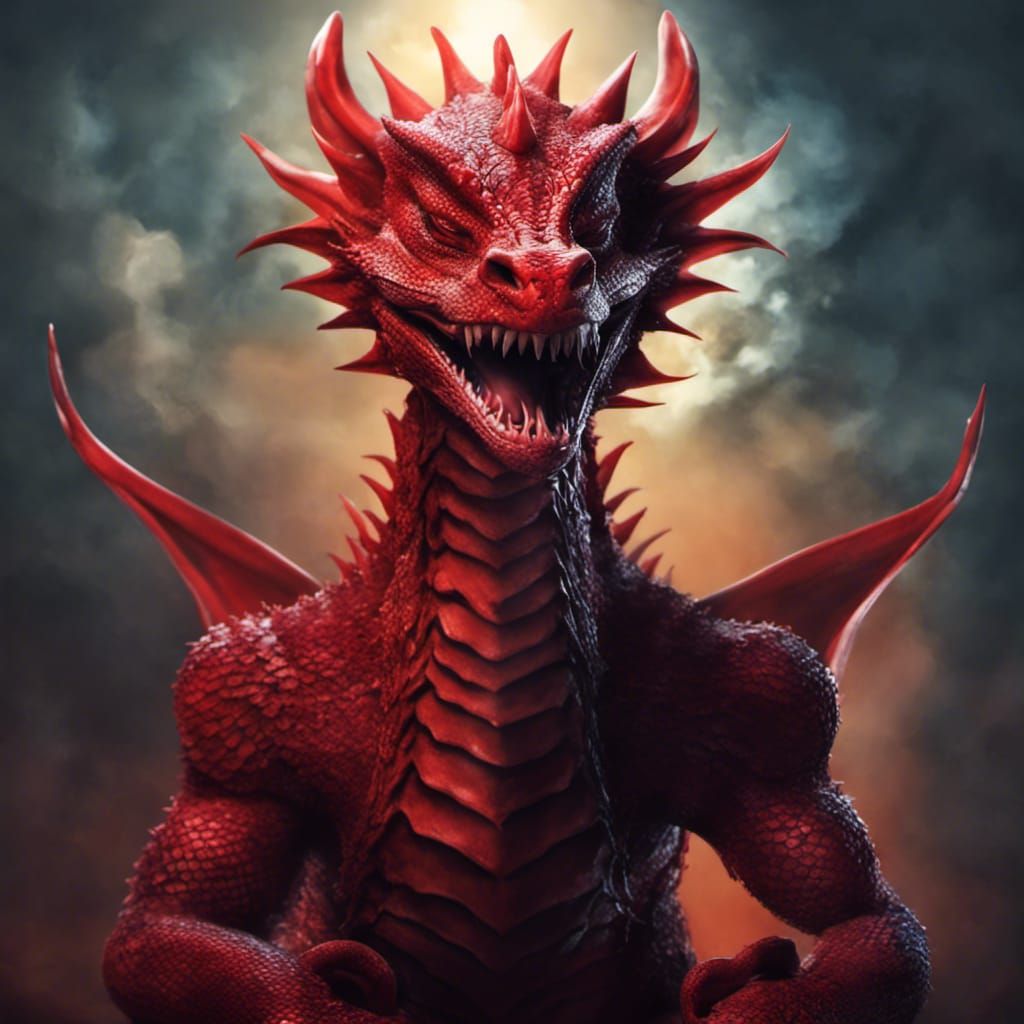Red dragon laughing