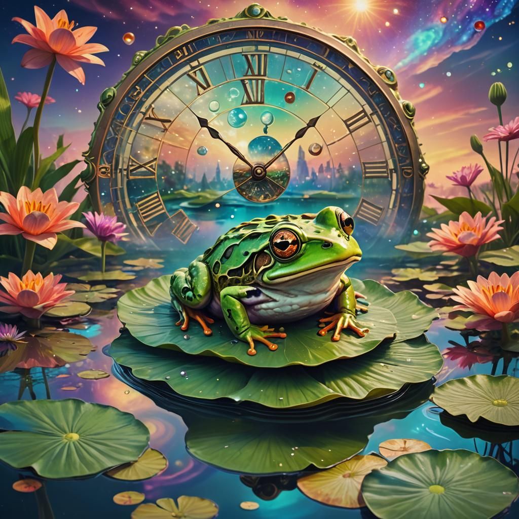 Surreal Frog in Psychedelic Dreamscape