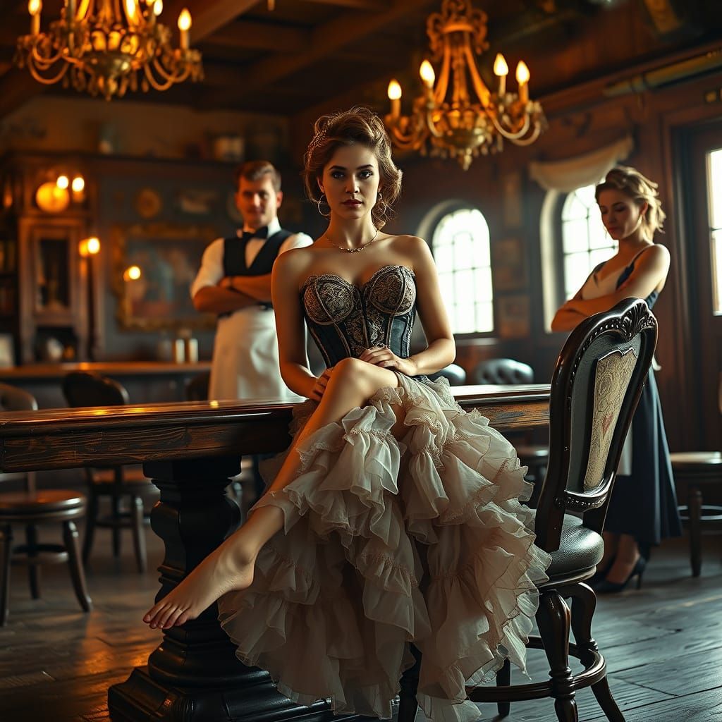 Western Showgirl Scolded in Lavish Saloon