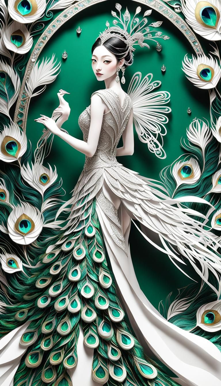 Emerald and Diamond Fairy Tale: Intricate Paper Sculpture