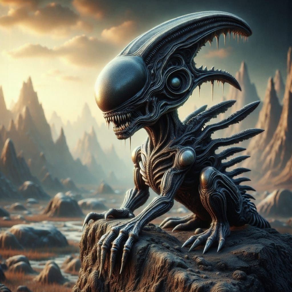 Xenomorph Cat on Alien Rock