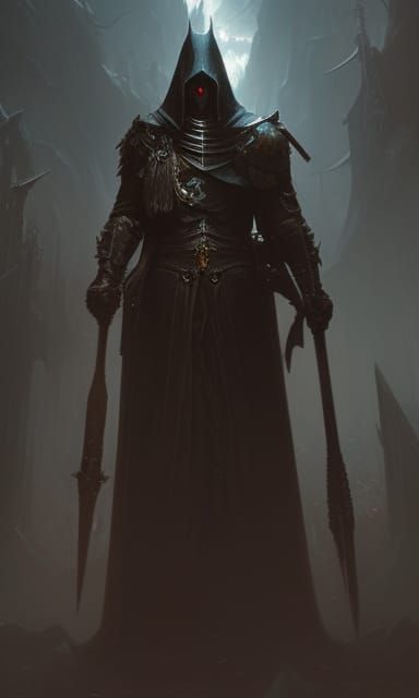 Demonic Knight in Dark Forest, Gothic Art