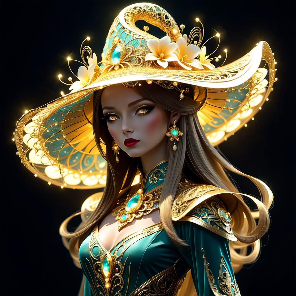 Luminous Magical Hat with Flower Decorations