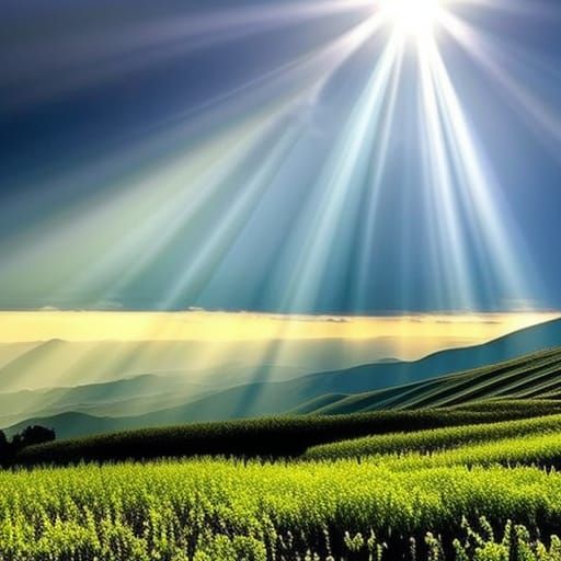 Divine Light: Heavenly Sunbeams Breaking Through Clouds