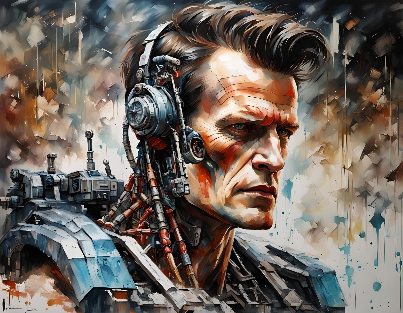 Matt Smith as Advanced Terminator in Dark Fantasy Style
