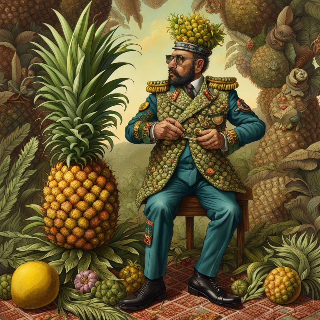 Pineapple Battle Colonel in Surrealist Artwork
