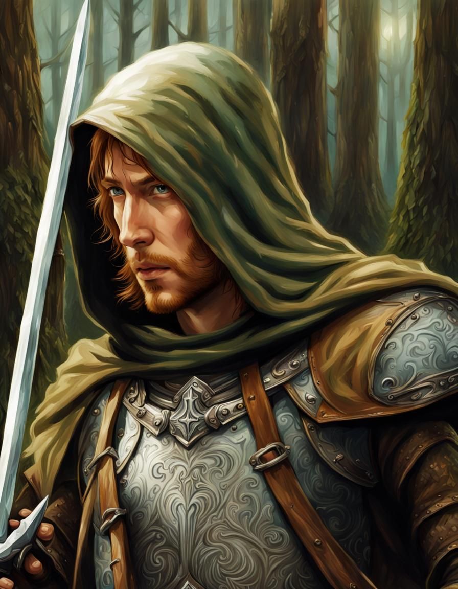 Faramir in the Woods: Detailed Cinematic Scene