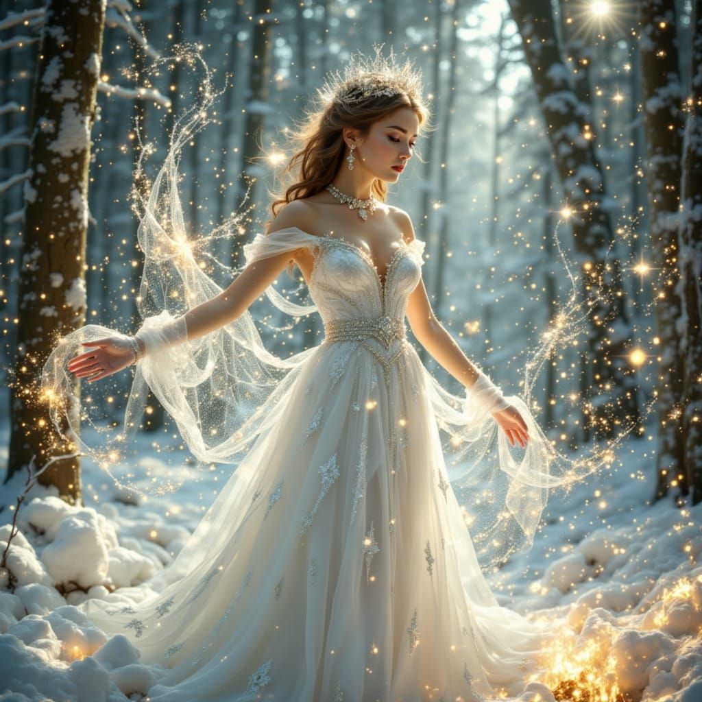 Enchantress Summons Snowstorm to Extinguish Forest Fire