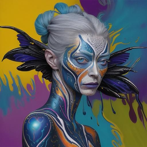 Tilda Swinton Body Painting in Surrealist Style
