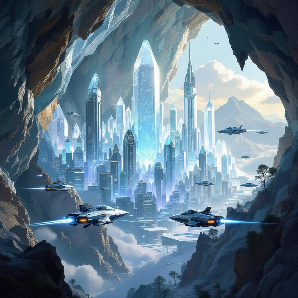 Crystal Metropolis Inside Geode as Digital Art