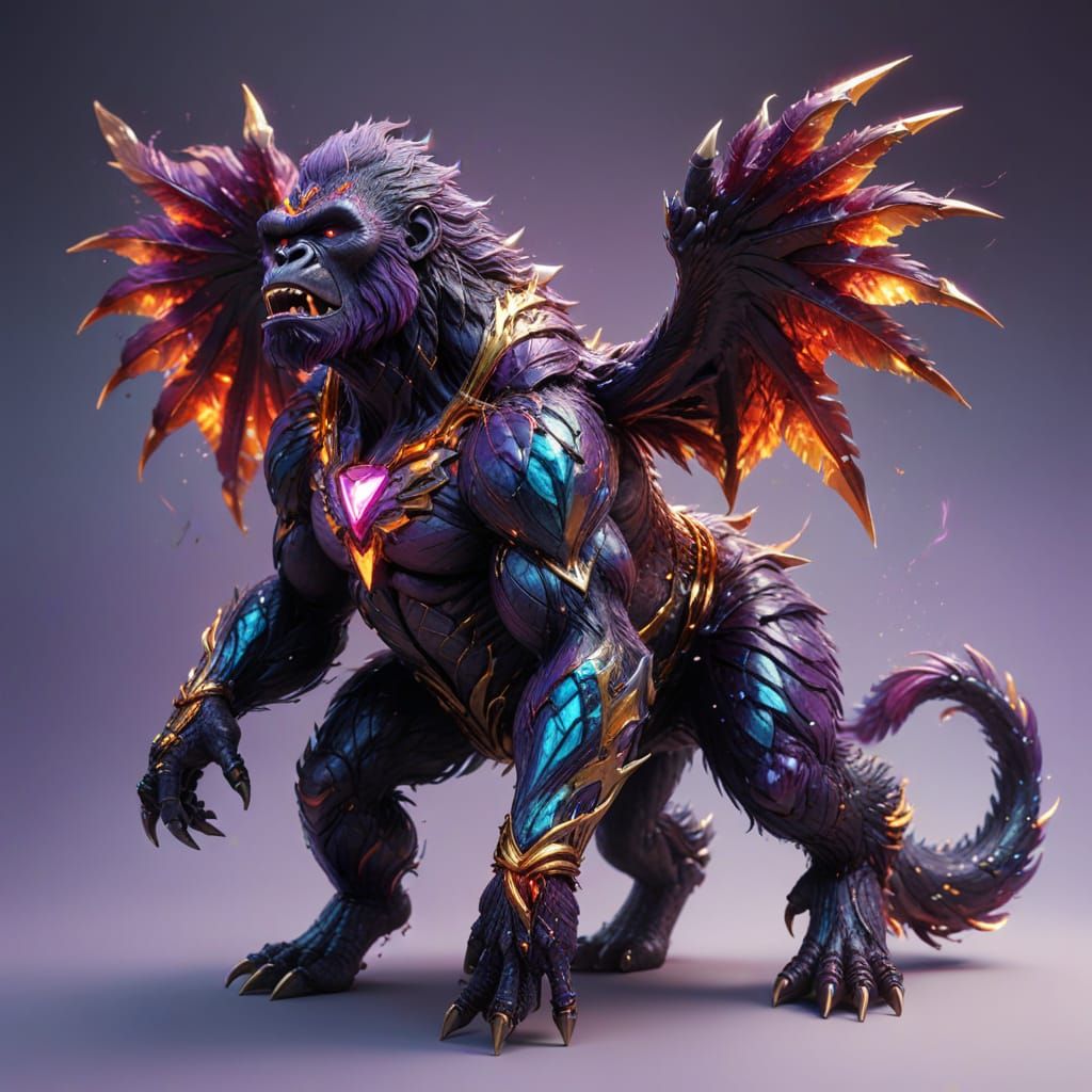 Molten Gorilla Warrior Radiates Energetic Power