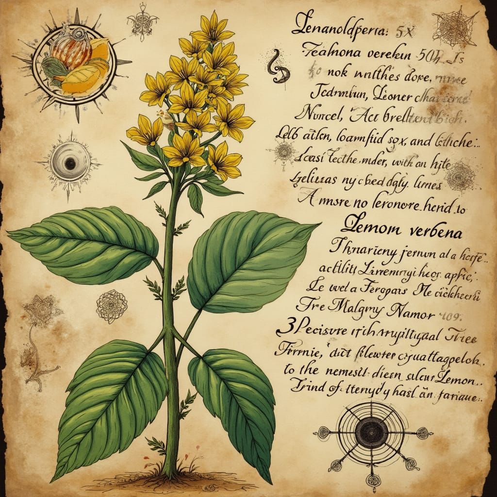 Medieval Botanical Illuminations of Lemon Verbena