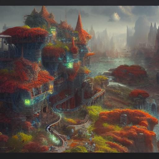 Fantastical Coding Interface in Detailed Matte Painting