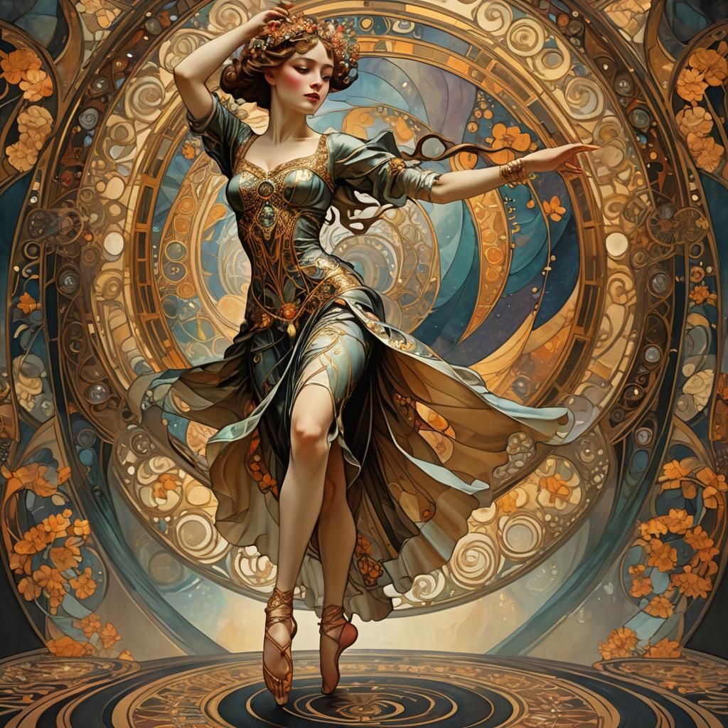 Elegant Dancer in Art Nouveau Style