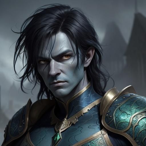 Blue-Skinned Quartermaster in Mystical Warehouse