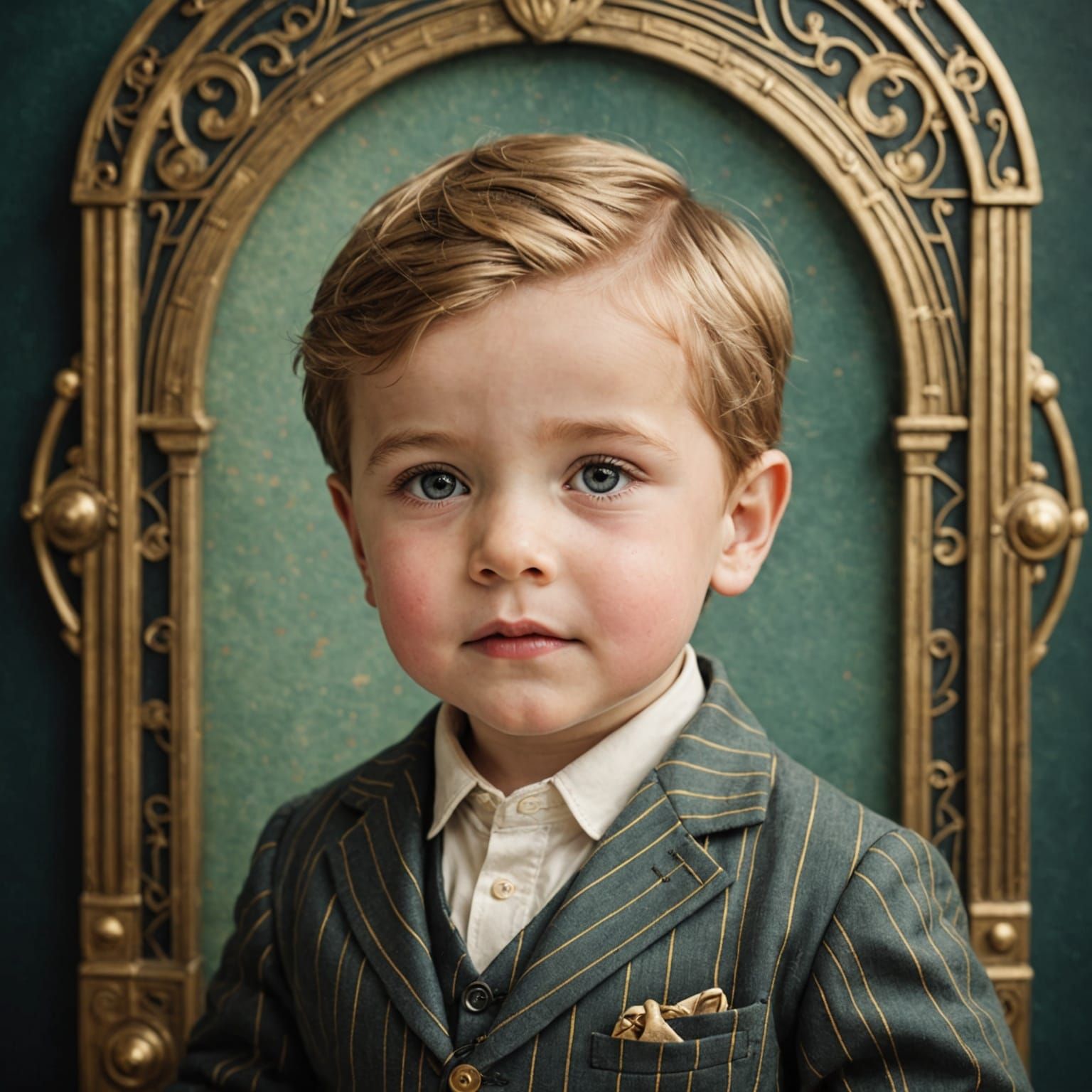 Art Deco Portrait of a Sweet Two-Year-Old Boy