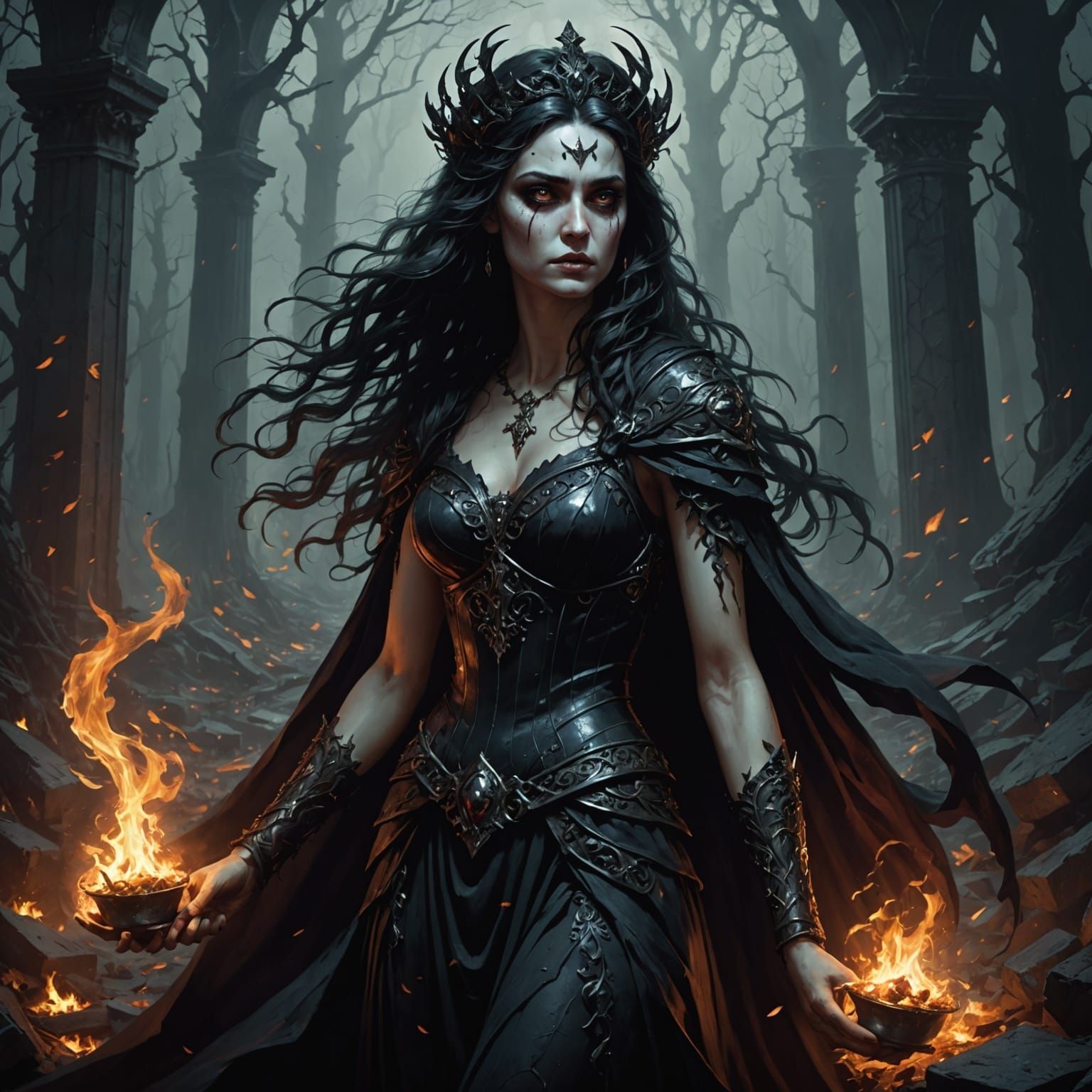 Ethereal Goddess of the Underworld in Dark Fantasy Style