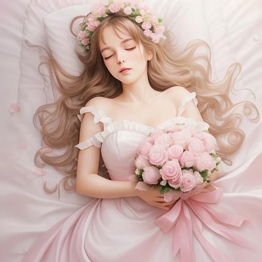 Pink and White Roses Bouquet in Divine Light