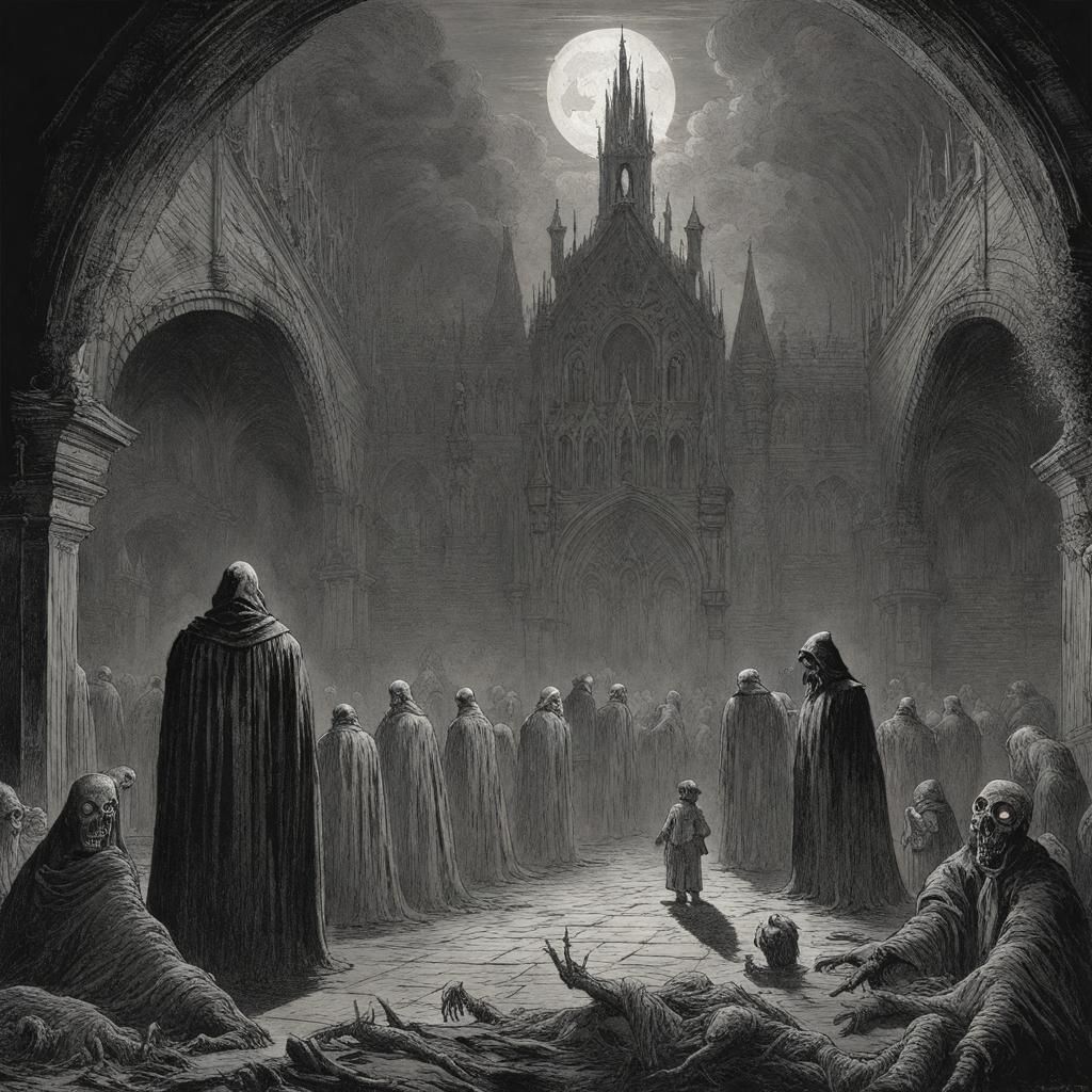 Gothic Horror First Day in Gustave Doré Style
