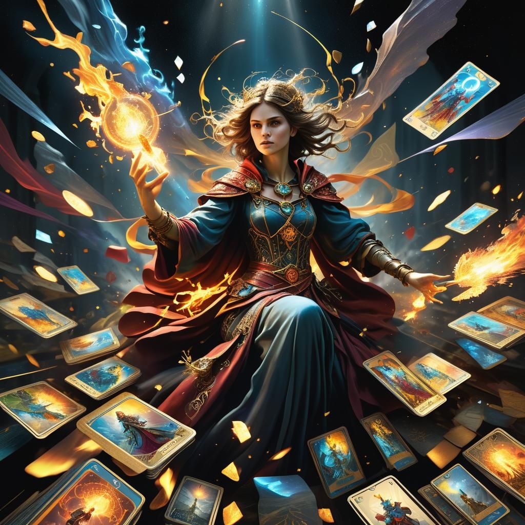 Explosion of 3D Fantasy Tarot Cards in Digital Art