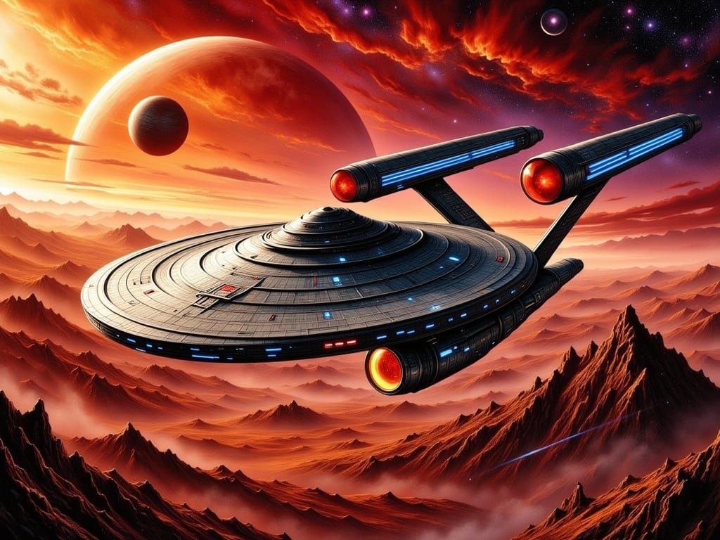 USS Enterprise on Approach to Vulcan, Hyperreal Style