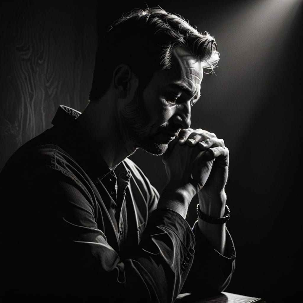 Intimate Moment of Faith in a Darkened Room