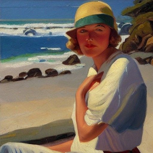 1930s West Coast Women in Oil Painting Style