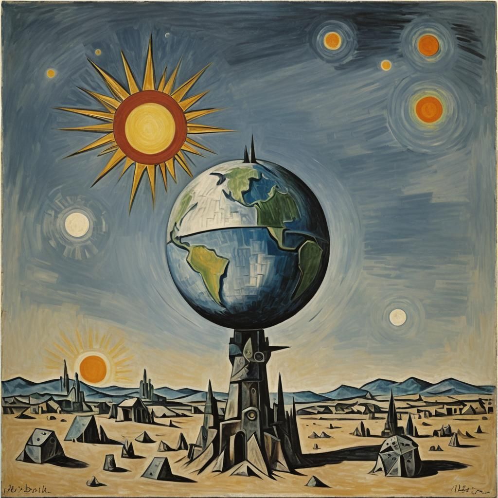 Planet with Three Suns in Hypermodern Style