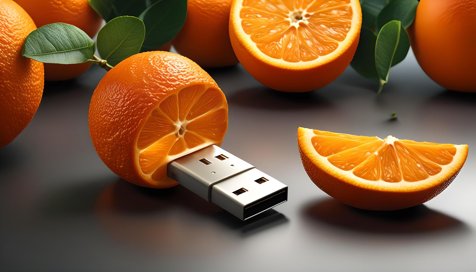 Orange USB Drive: 8K Hyperrealistic 3D Render