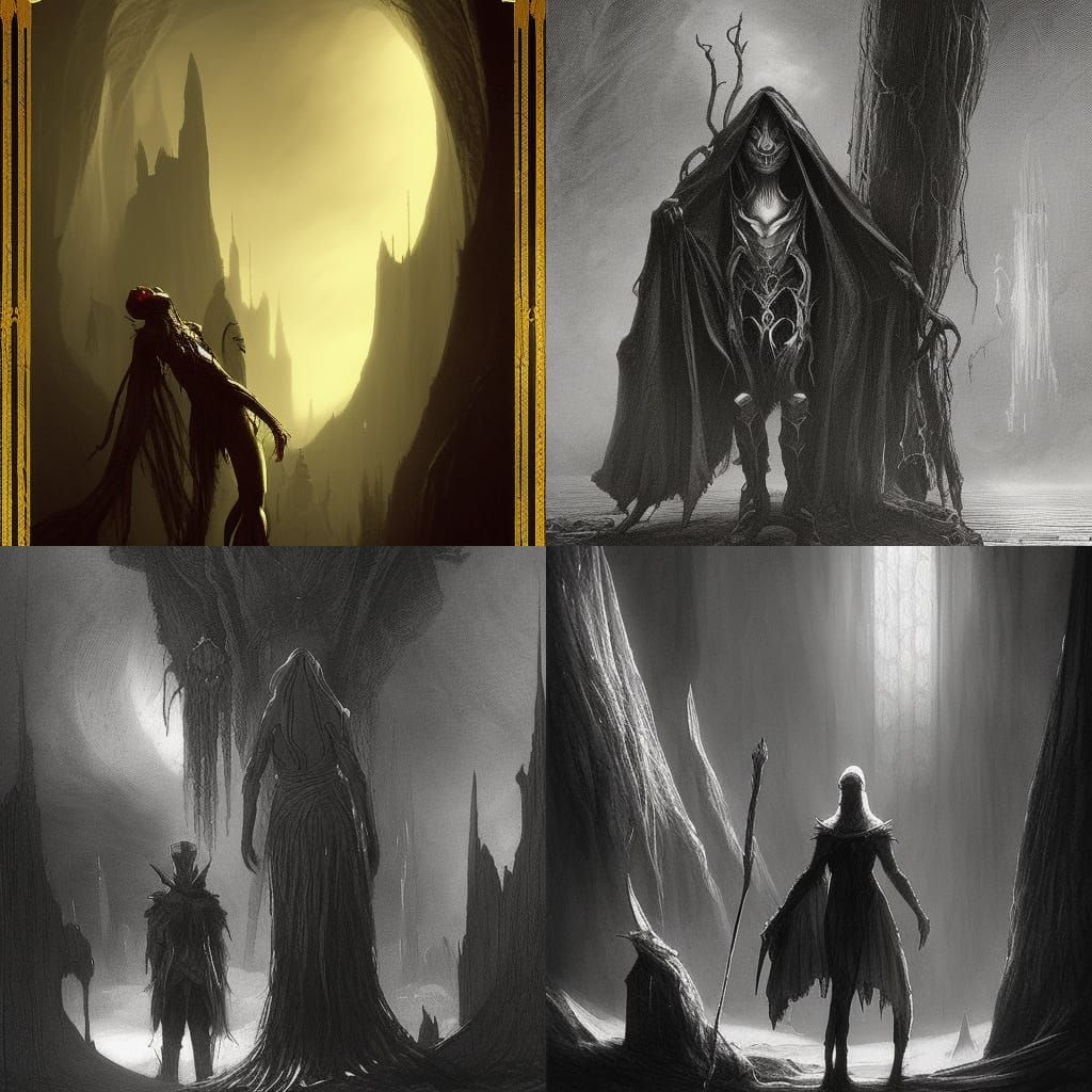 Elf Wizard Confronts Spider Queen in Horror Style