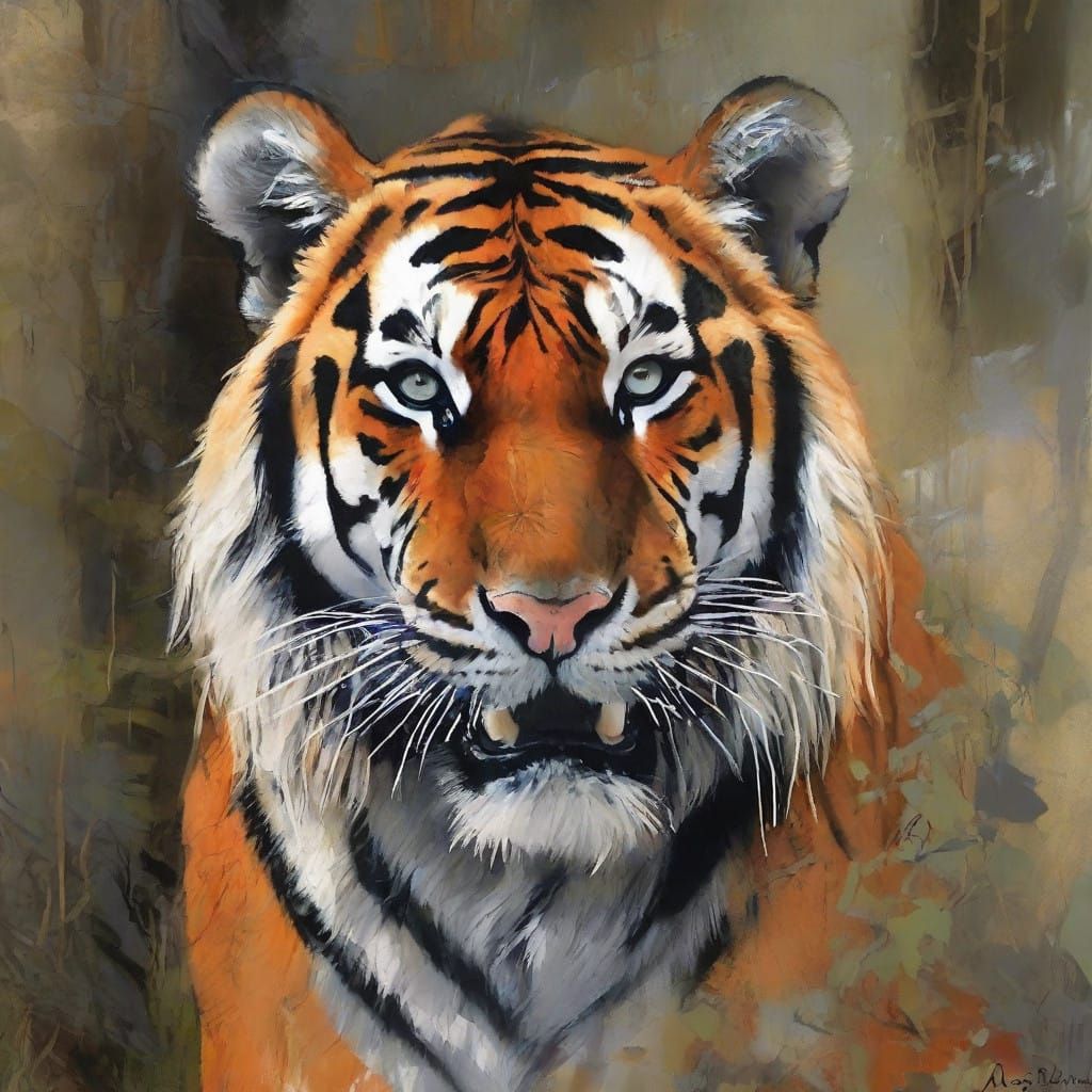 Regal Bengal Tiger with Ominous Scars and Piercing Gaze