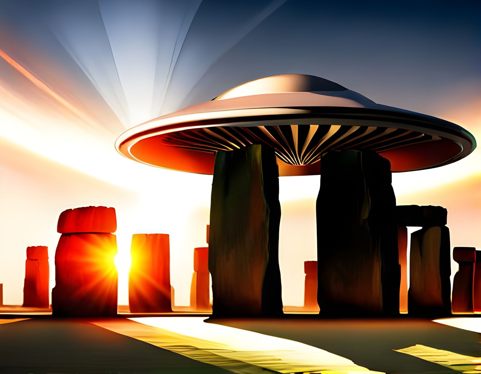 Hyperrealistic UFO Over Stonehenge