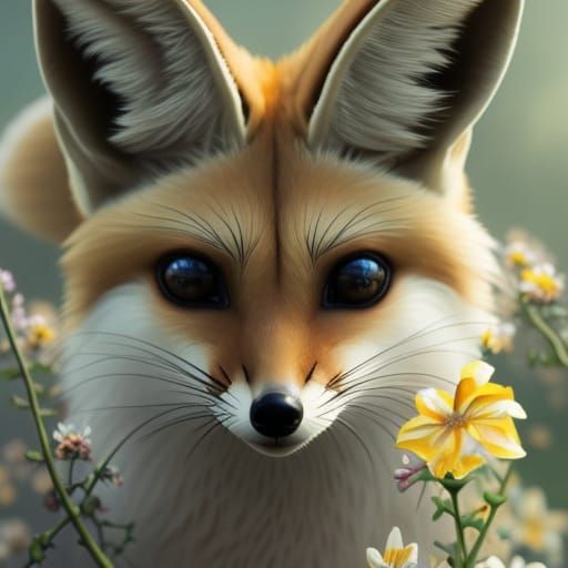 Star-Eyed Fennec Fox Portrait in Hyperdetailed Style