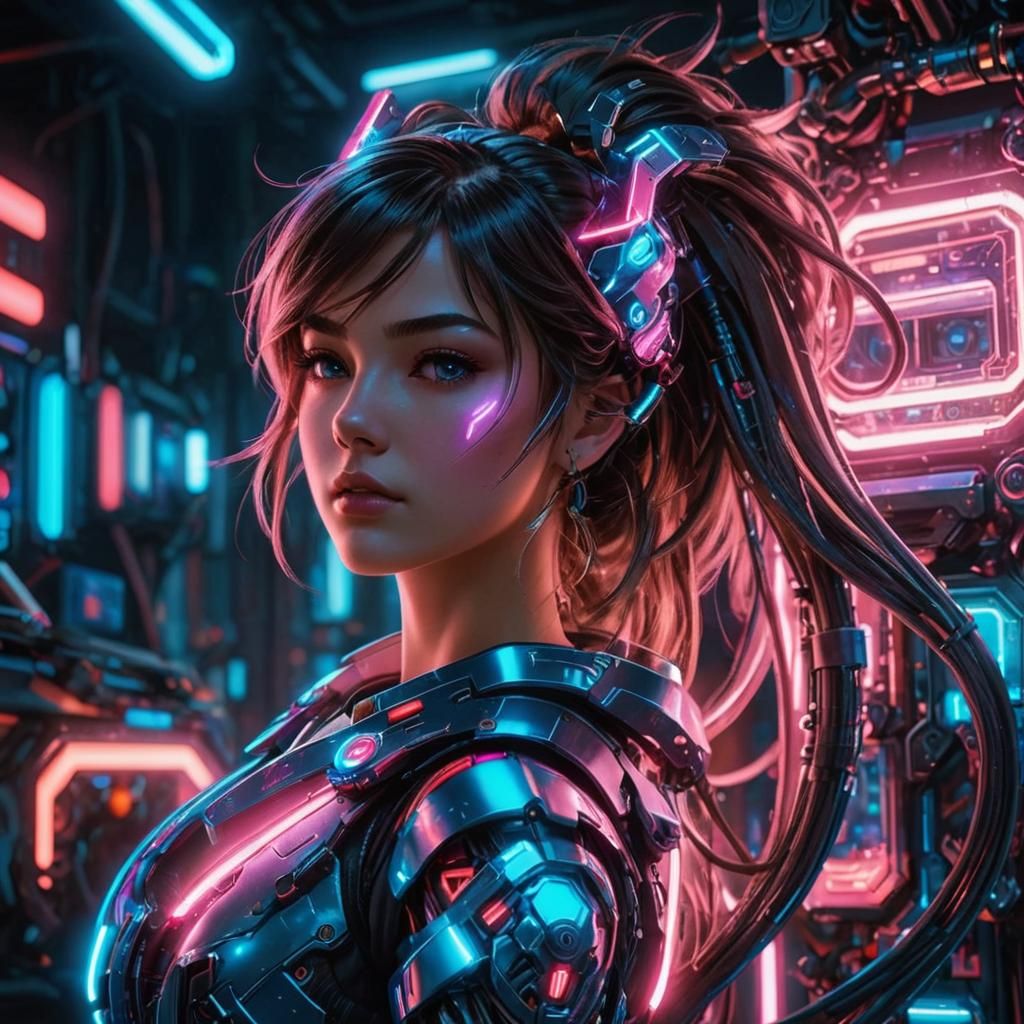 Nintendo Switch Girl in Sci-Fi Cityscape