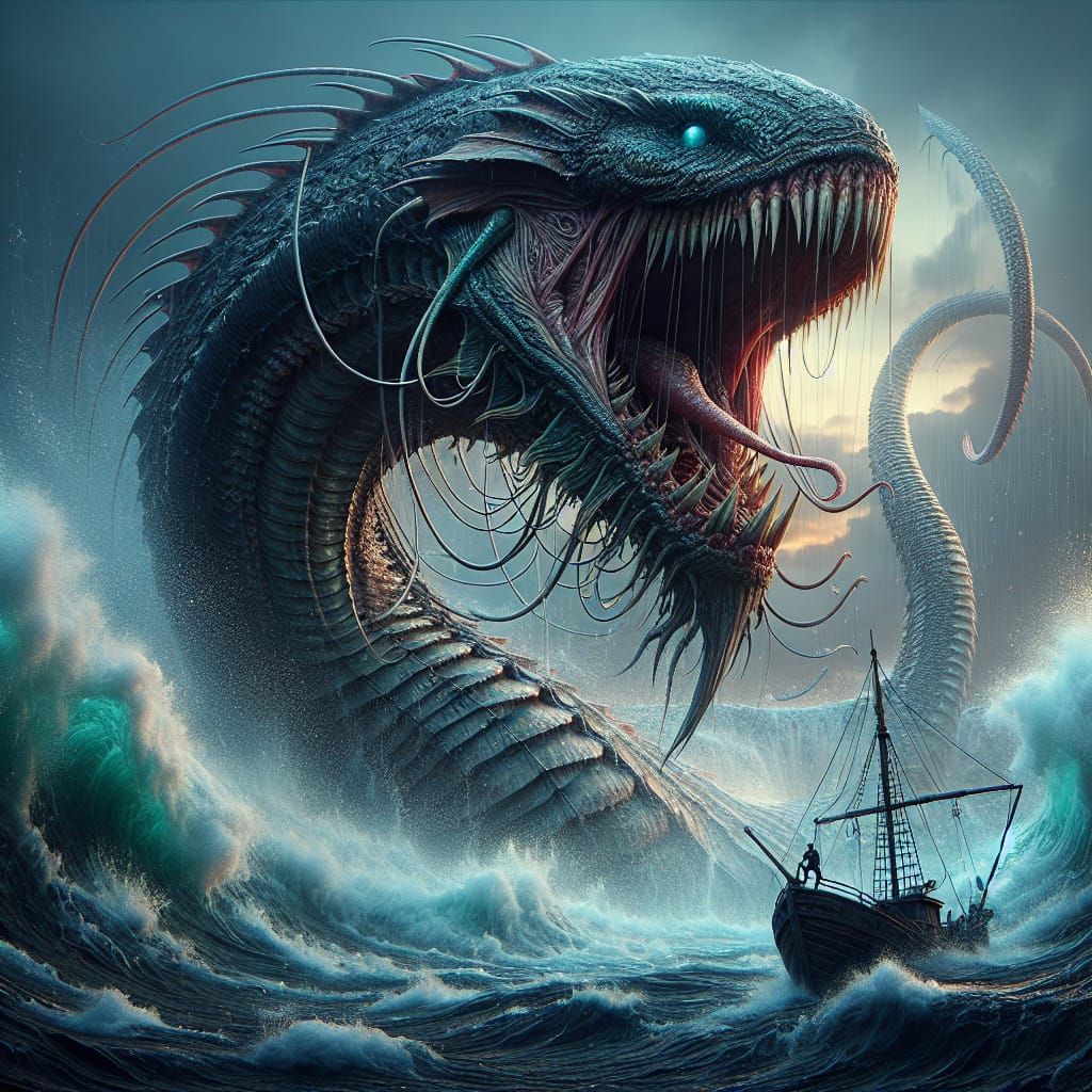 Terrifying Leviathan Rising from the Deep Sea