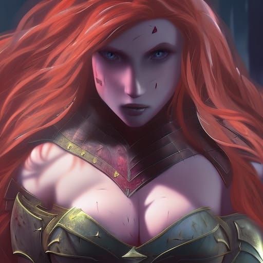 Red-Haired Warrior in Detailed Fantasy Armor