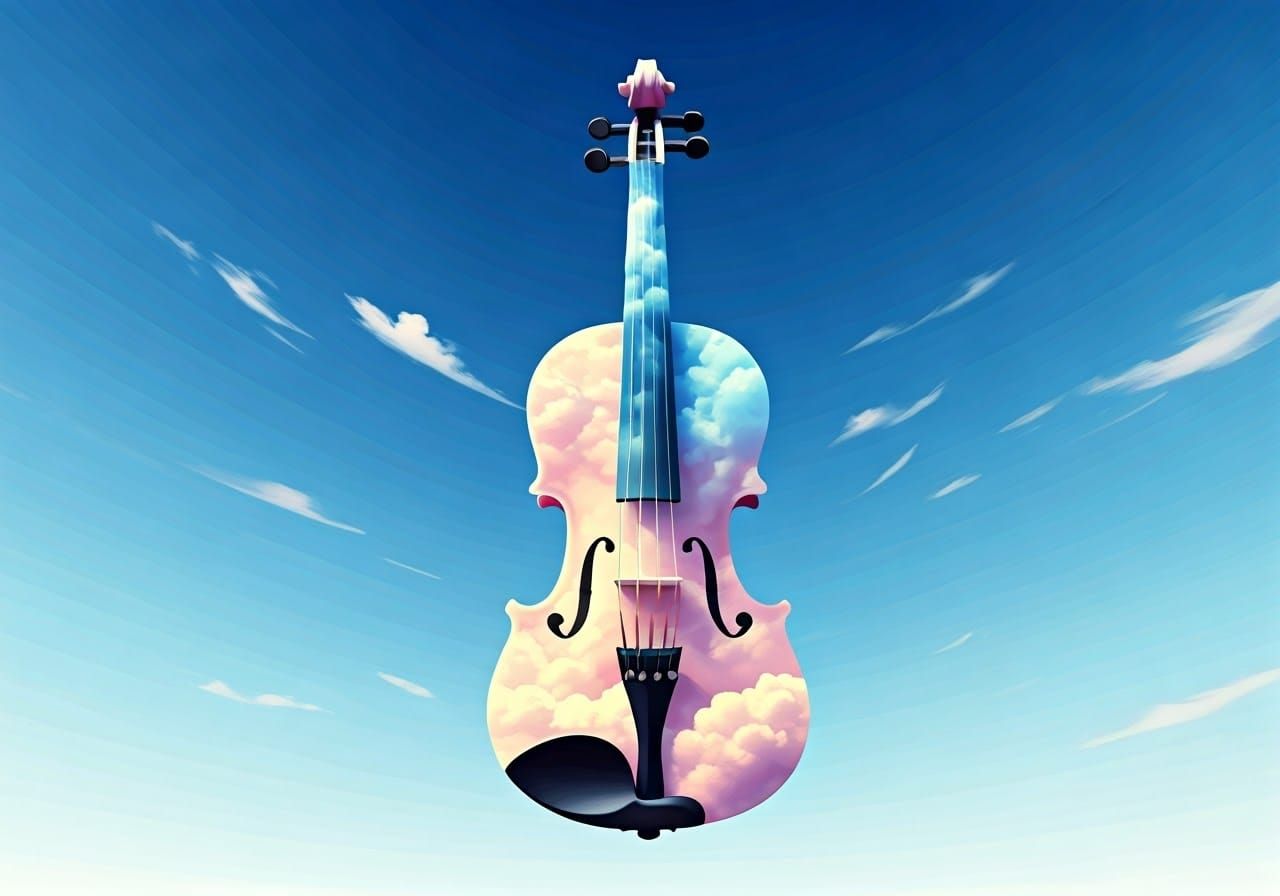 Cloud Art Violin in Dreamy Ethereal Style