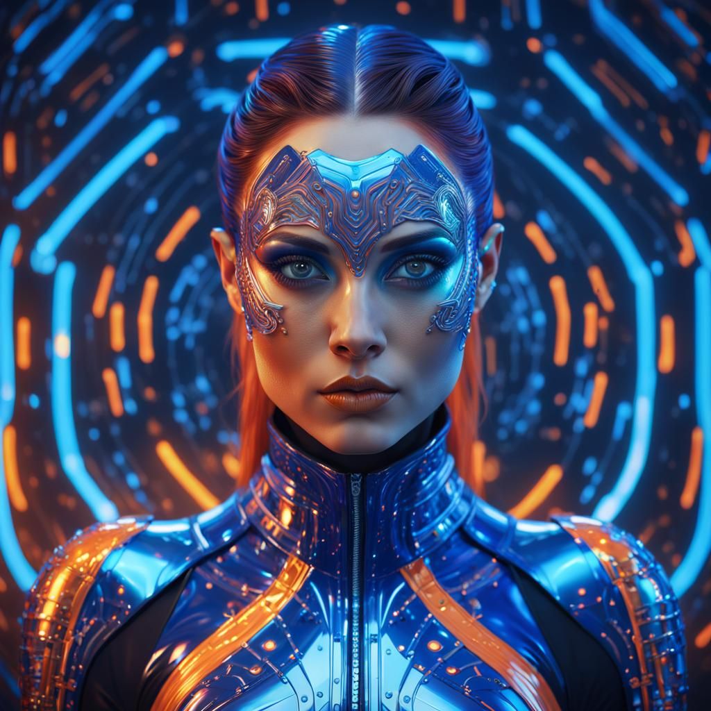 Hi-Tech Woman Portrait in Cyberpunk Style