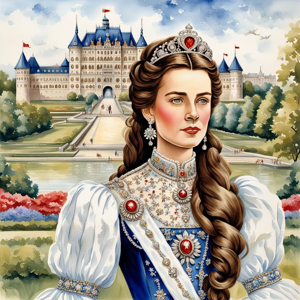 Empress "Sissi" from Austria in the castle garden